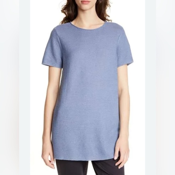 EILEEN FISHER Organic Linen & Cotton Blue Women's Tunic Top - Picture 1 of 8